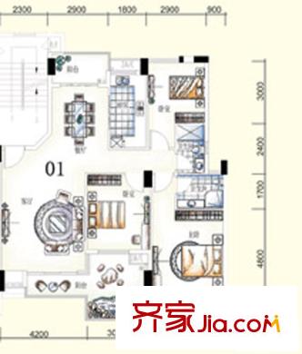 海逸錦繡桃園戶型圖08棟01單元 3室2廳1衛(wèi)