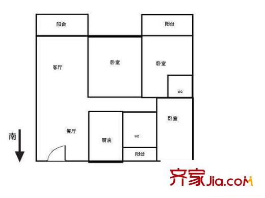 南海碧桂園戶型圖3室2廳戶型圖 3室2廳2衛(wèi)1廚