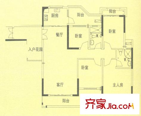 威斯廣場戶型圖峰景04戶型  4室2廳2衛(wèi)