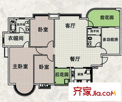 頤景園戶型圖1座04單元雙園景 4室2廳2衛(wèi)
