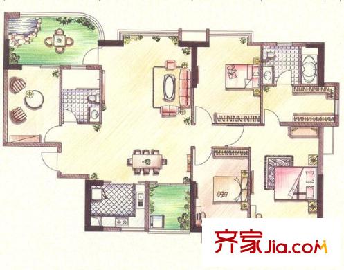 頤景園戶型圖蘭亭、蘭沁1座01單元 4室2廳2衛(wèi)