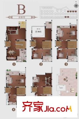 瑞平方米花園B戶型468平方米5房4廳8衛(wèi) 5室4廳8衛(wèi)1廚
