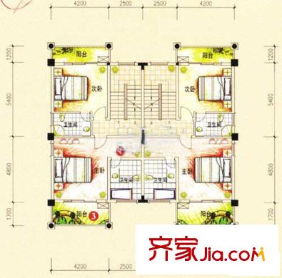 天晟海琴灣H戶型二層  4室