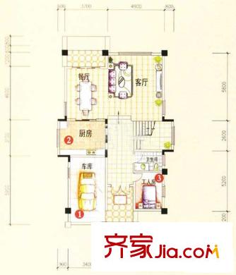 天晟海琴灣J戶型首層 1室2廳
