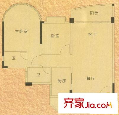 碧水灣戶型圖11座碧洮閣三-八層06單元 2室2廳2衛(wèi)1廚