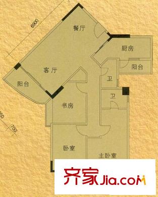 碧水灣戶型圖11座碧洮閣三-八層02單元 3室2廳2衛(wèi)1廚
