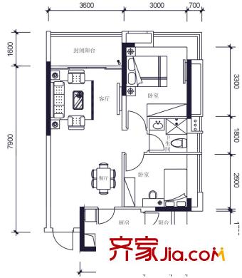 怡翠世嘉花園11座05單元 2室2廳1衛(wèi)1廚