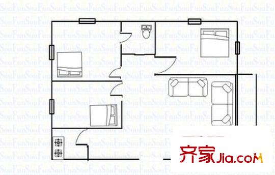 金葉陽(yáng)光新城戶型圖3室1廳 戶型圖 3室1廳1衛(wèi)1廚