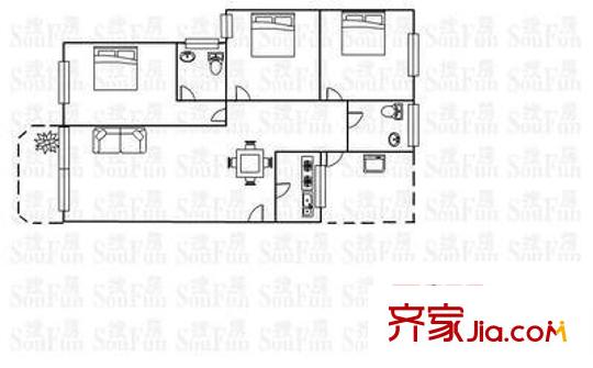 金葉陽(yáng)光新城戶型圖3室2廳 戶型圖 3室2廳1衛(wèi)1廚