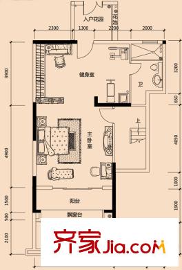 中恒海暉城31棟02戶型首層226.99平方米 2室1衛(wèi)