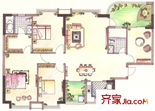 頤景園戶型圖蘭亭、蘭沁1座04單元 4室2廳2衛(wèi)