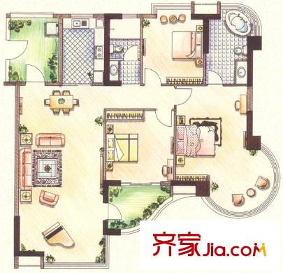 頤景園戶型圖悅湖01單元 3室2廳2衛(wèi)