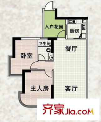 頤景園戶型圖1座01單元南向園景 2室2廳2衛(wèi)