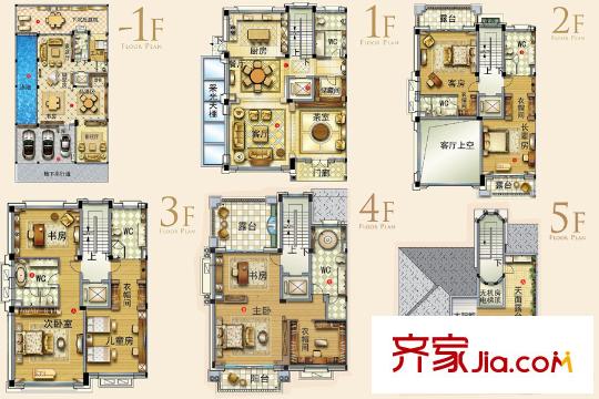 碧桂園鉆石灣G408別墅戶型 7室4廳7衛(wèi)1廚
