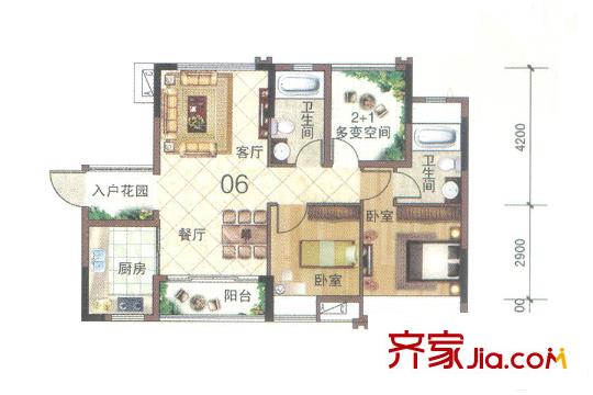 碧桂園?華府（大瀝）10座06單元 3室2廳2衛(wèi)1廚