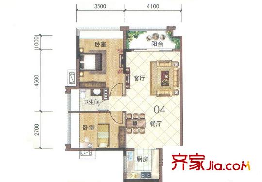 碧桂園?華府（大瀝）10座04單元 2室2廳1衛(wèi)1廚