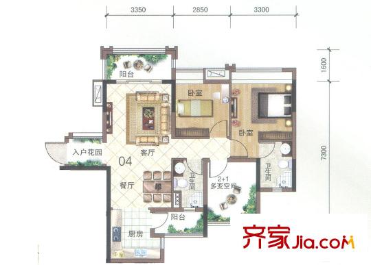碧桂園?華府（大瀝）15座04單元 3室2廳2衛(wèi)1廚