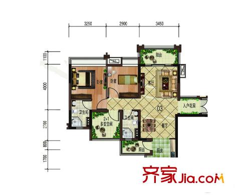 碧桂園?華府（大瀝）17座03單元 3室2廳2衛(wèi)1廚
