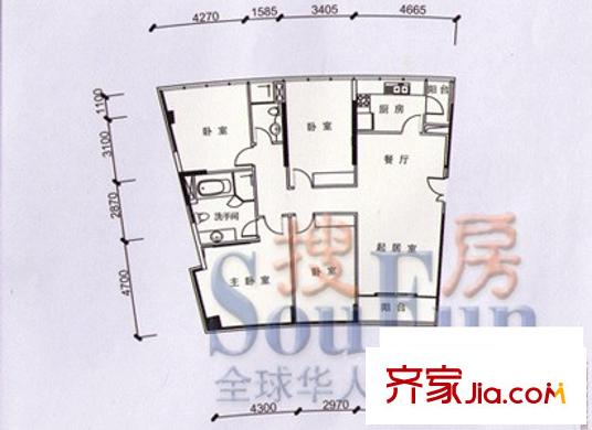君蘭國際高爾夫別墅戶型圖君蘭名邸C 4室2廳2衛(wèi)1廚