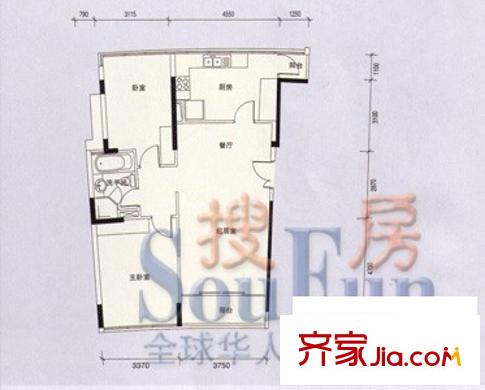 君蘭國際高爾夫別墅戶型圖君蘭名邸A 2室2廳1衛(wèi)1廚
