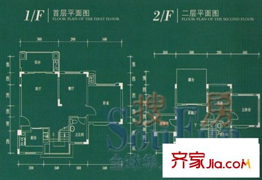 君蘭國際高爾夫別墅戶型圖寫意尊邸CF型 3室2廳2衛(wèi)1廚