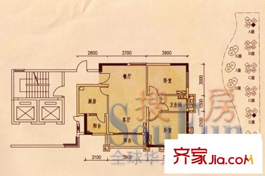 佛山佛奥棕榈园户型图-齐家网小区库