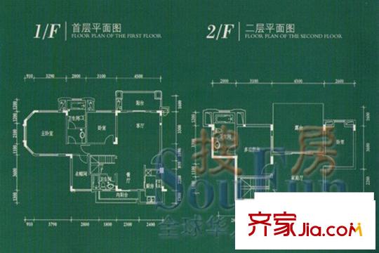 君蘭國際高爾夫別墅戶型圖尚層華府AF型 4室3廳3衛(wèi)1廚
