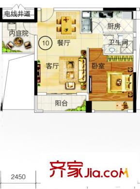 太平洋國際1棟10單元63.36平方米 2室2廳1衛(wèi)1廚
