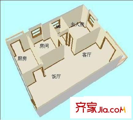 石油公司宿舍 2室 戶型圖