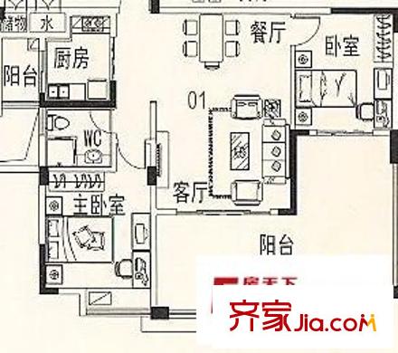 順德碧桂園彩云居 2室 戶型圖