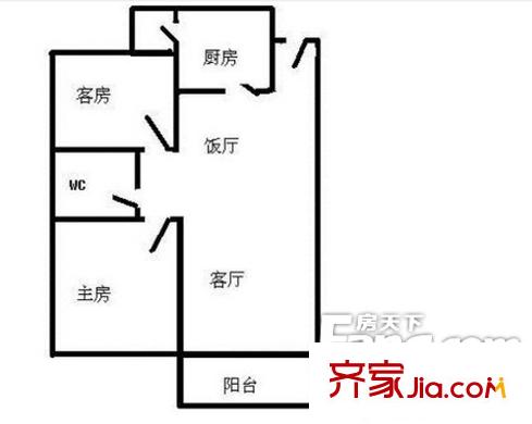 千禧居戶型圖2室2廳戶型圖 2室2廳1衛(wèi)1廚