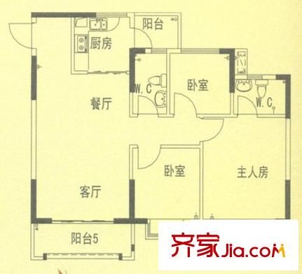樂從國際戶型圖3室2廳 戶型圖 3室2廳2衛(wèi)1廚