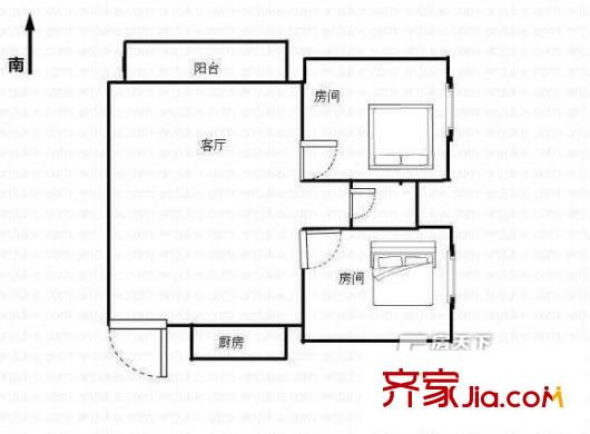 平安街小區(qū)戶型圖2室1廳戶型圖 2室1廳1衛(wèi)1廚