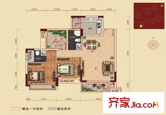 凱業(yè)名都4座02單元 91平方米 3室2廳2衛(wèi)1廚