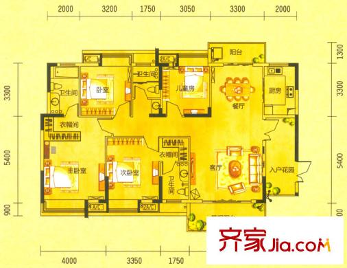 康怡花園4期戶型圖4室2廳戶型圖 4室2廳3衛(wèi)1廚