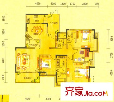 康怡花園4期戶型圖4室2廳戶型圖 4室2廳3衛(wèi)1廚