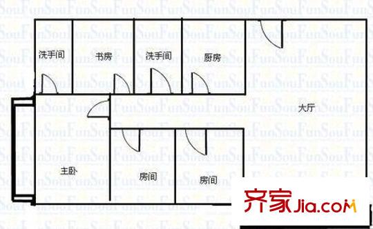 新城樓戶型圖3室1廳 戶型圖 