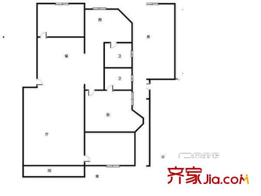天佑北路小區(qū)戶型圖3室2廳戶型圖 3室2廳2衛(wèi)1廚
