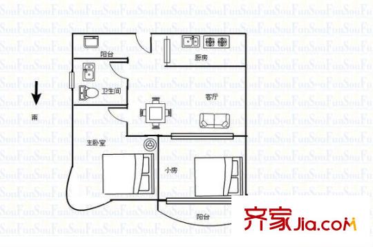桂興樓戶型圖2室2廳戶型圖 2室2廳1衛(wèi)1廚