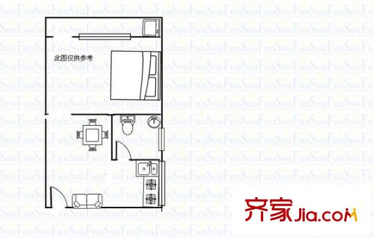 后龍南街小區(qū) 1室1廳 戶型圖
