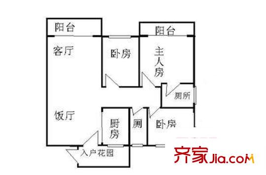 嘉裕豪庭戶型圖3室2廳 戶型圖 3室2廳2衛(wèi)1廚