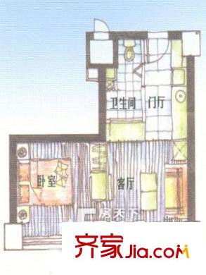 金季雅筑戶型圖1室1廳 戶型圖 1室1廳1衛(wèi)1廚