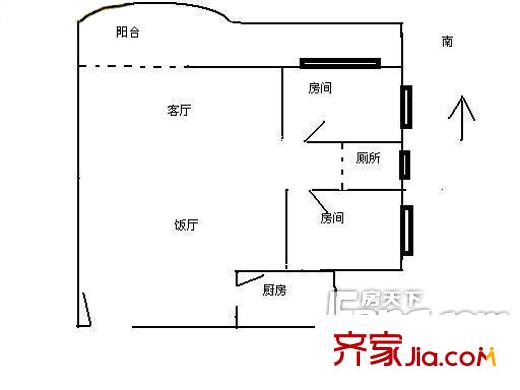 千禧居戶型圖2室2廳戶型圖 2室2廳1衛(wèi)1廚