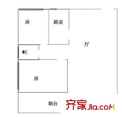 千禧居戶型圖2室1廳戶型圖 2室1廳1衛(wèi)1廚