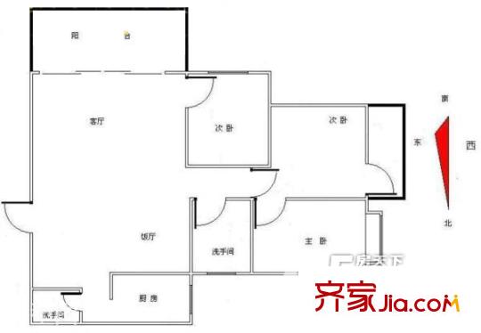 錦城大廈戶型圖3室2廳2衛(wèi)1廚 3室2廳2衛(wèi)1廚