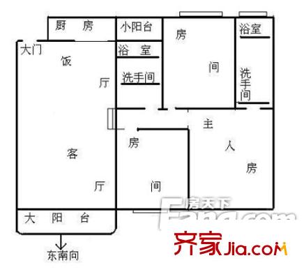 錦城大廈戶型圖3室2廳2衛(wèi)1廚 3室2廳2衛(wèi)1廚