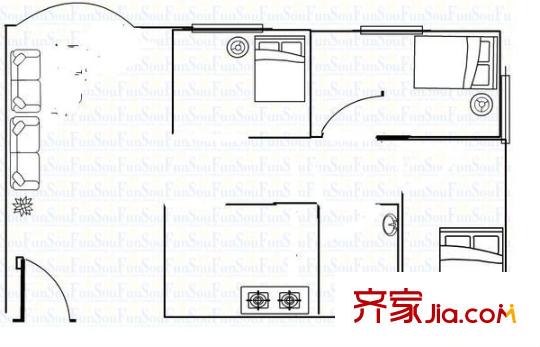 德濤居戶(hù)型圖三室一廳戶(hù)型圖 3室1廳1衛(wèi)1廚
