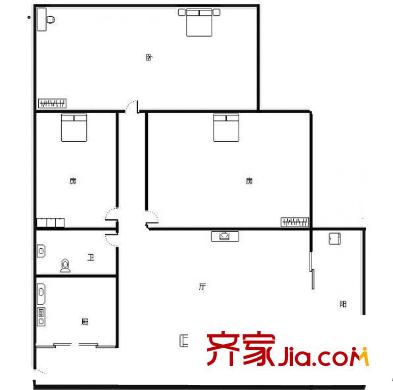 德業(yè)大廈戶型圖3室2廳戶型圖 3室2廳1衛(wèi)1廚