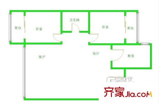 景泰花園戶型圖2室2廳 戶型圖 2室2廳1衛(wèi)1廚