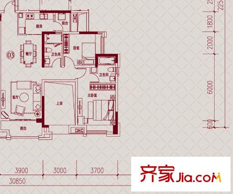 保利公園里6座03單位 2室2廳2衛(wèi)1廚